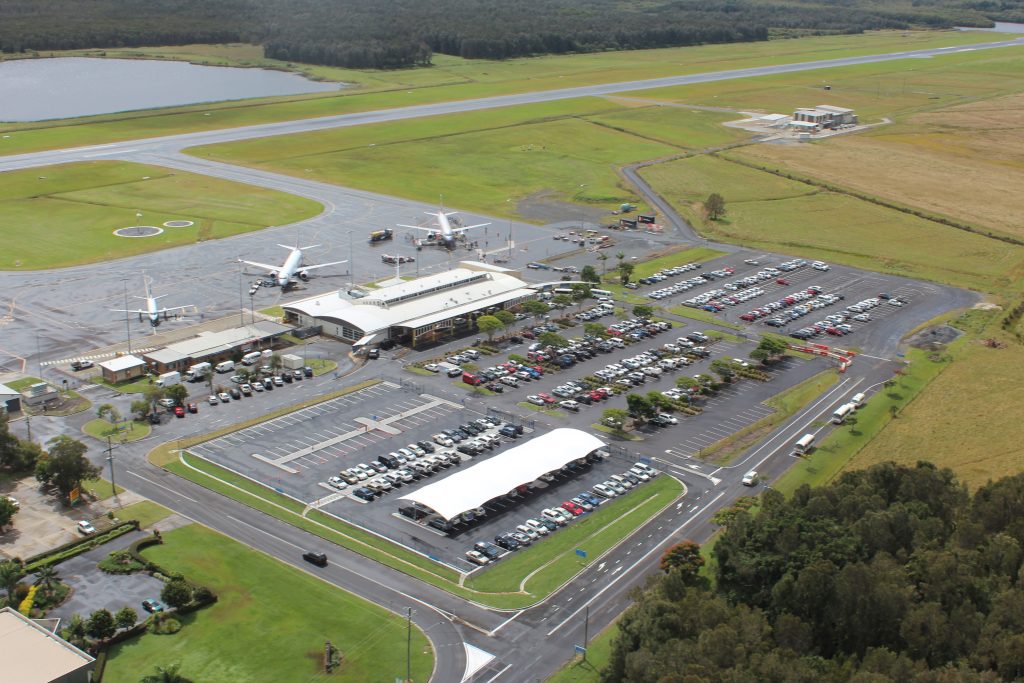 Ballina Airport-aerial_with_car_park_and_shade_covers